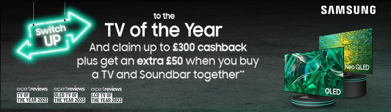 Claim up to £300 Cashback on Selected Samsung TVs and Soundbars - electricshop.com