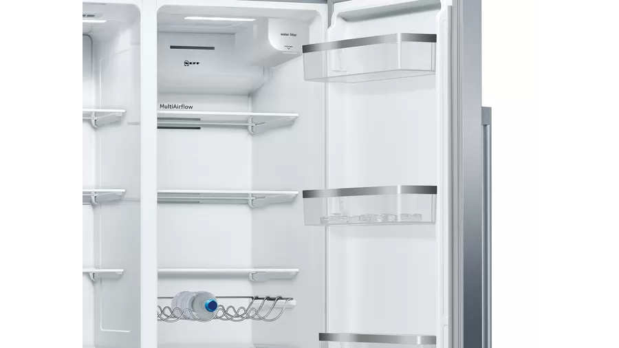 Neff N70 KA3923IE0G Frost Free Freestanding American Fridge Freezer Stainless Steel