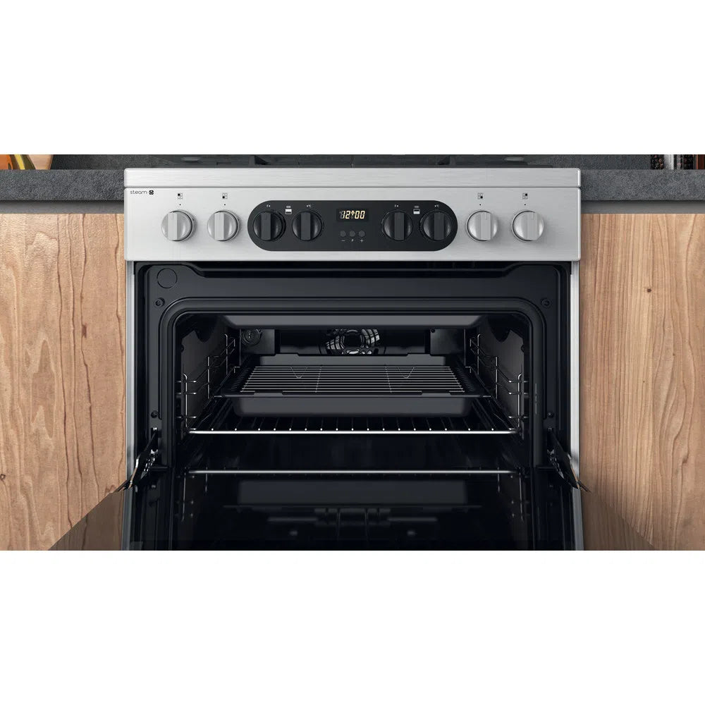 Hotpoint HDM67G8C2CXUK 60cm Dual Fuel Double Cooker Inox