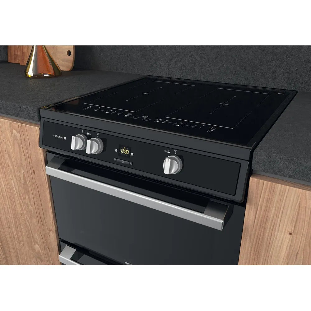 Hotpoint HDT67I9HM2C 60cm Electric Double Cooker with Induction Hob Black