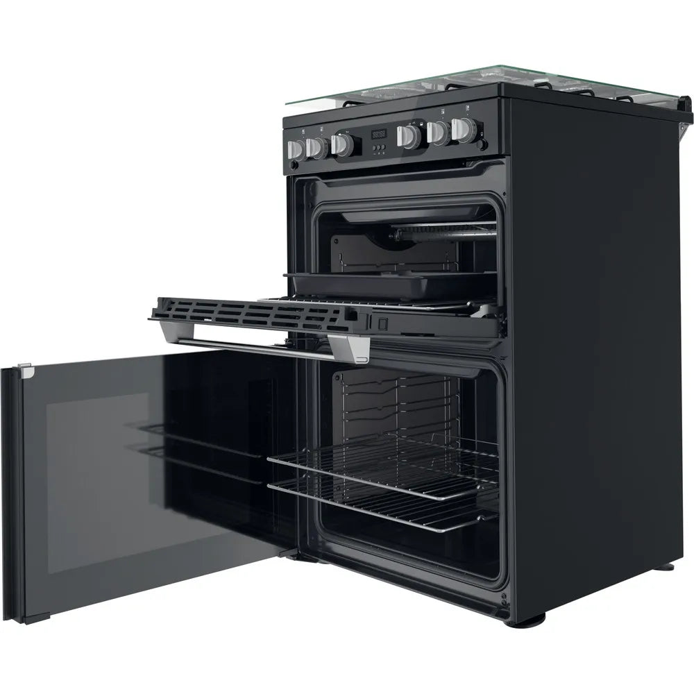 Hotpoint HDM67G0C2CB 60cm Double Gas Cooker Black