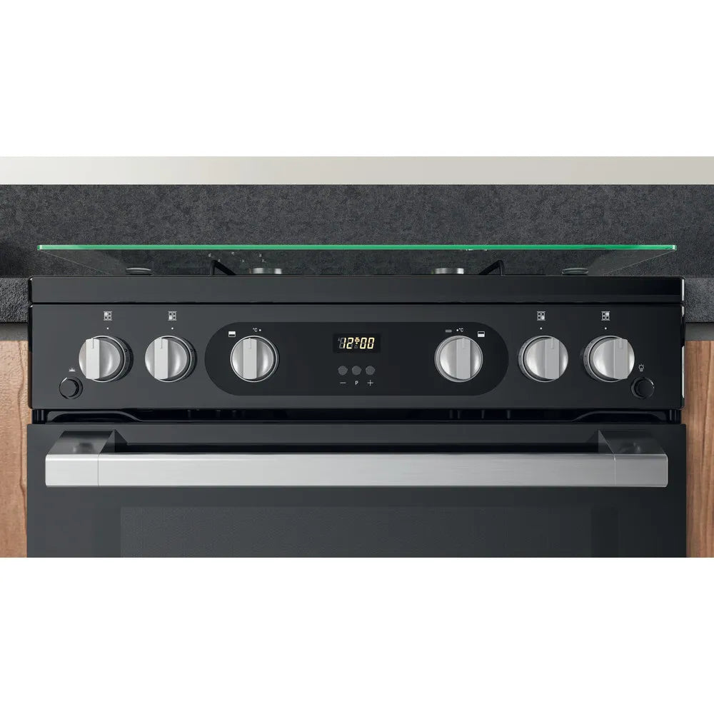 Hotpoint HDM67G0C2CB 60cm Double Gas Cooker Black