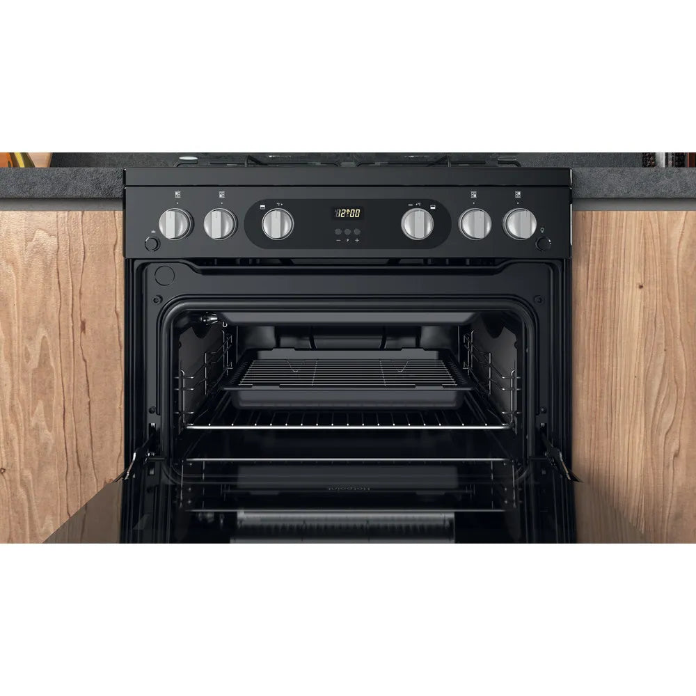 Hotpoint HDM67G0C2CB 60cm Double Gas Cooker Black