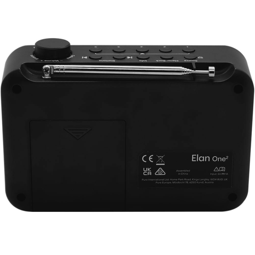 Pure Elan One2 Portable Dab+ Radio with Bluetooth Charcoal Black