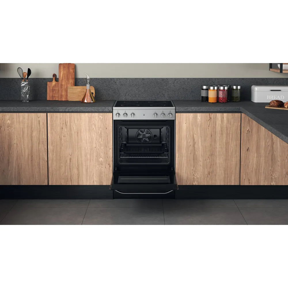 Hotpoint HS67V5KHX 60cm Single Electric Cooker with Ceramic Hob