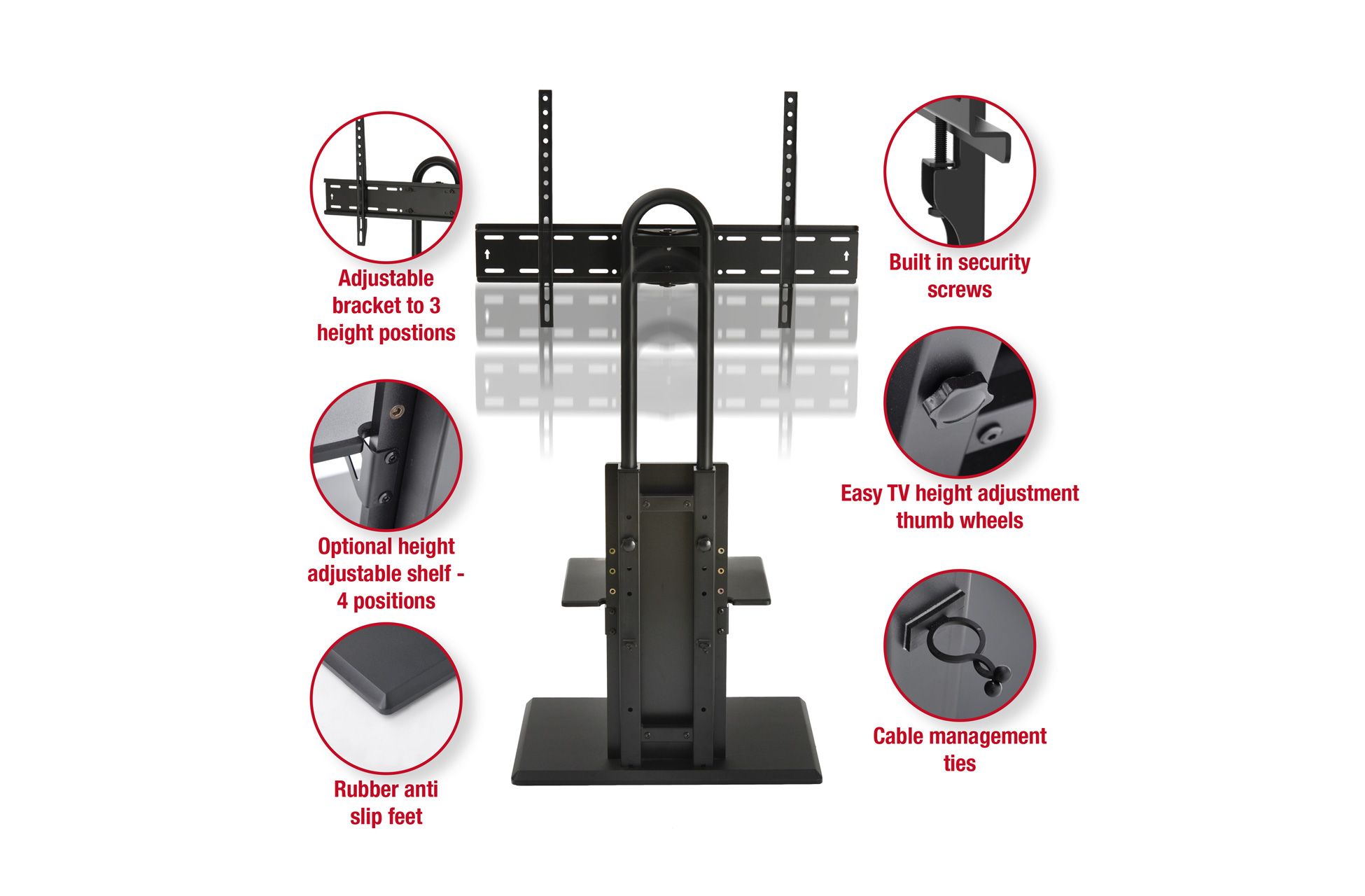 TTAP FS2 Floor Pedestal TV Stand for 32 to 65 Inches TVs Black