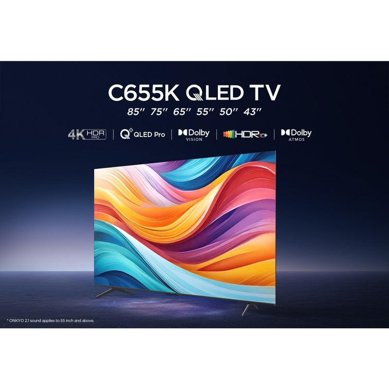 TCL 43C655K 43 Inch C655K 4K QLED UHD HDR Smart Android TV 2024
