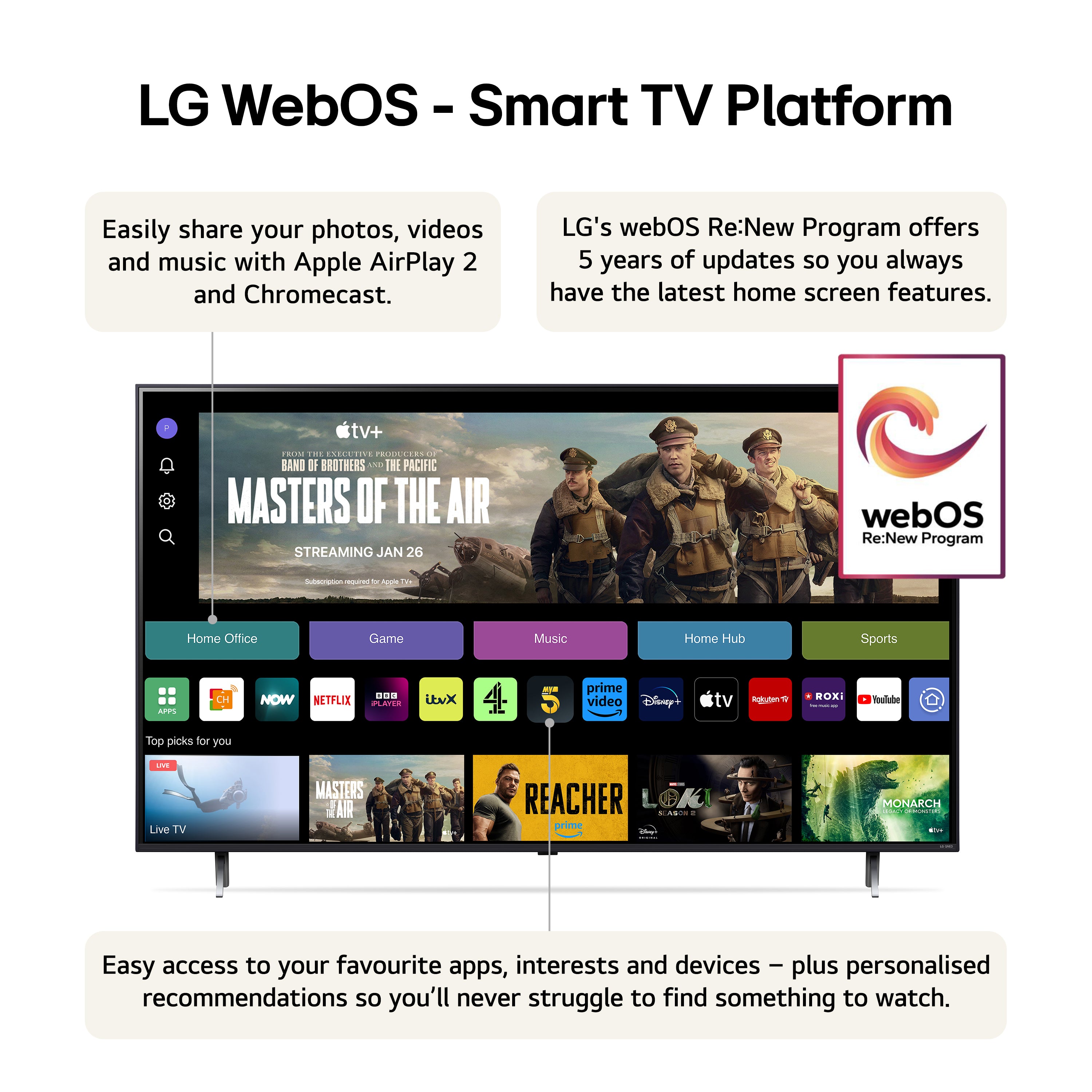 LG 43QNED80T6A QNED80 43 Inch QNED 4K HDR Smart TV 2024