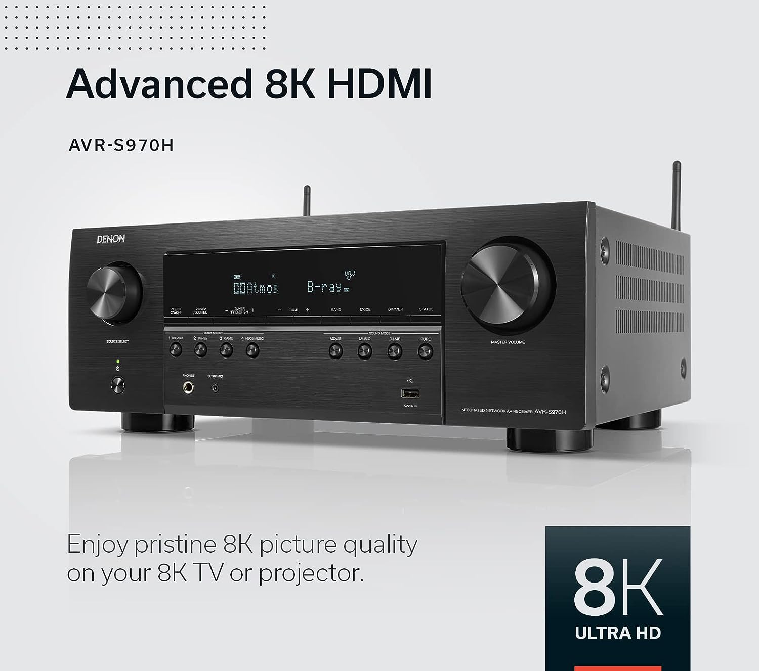 DENON AVR-S970H 7.2 Ch 185W 8K with HEOS Built-in AV Receiver