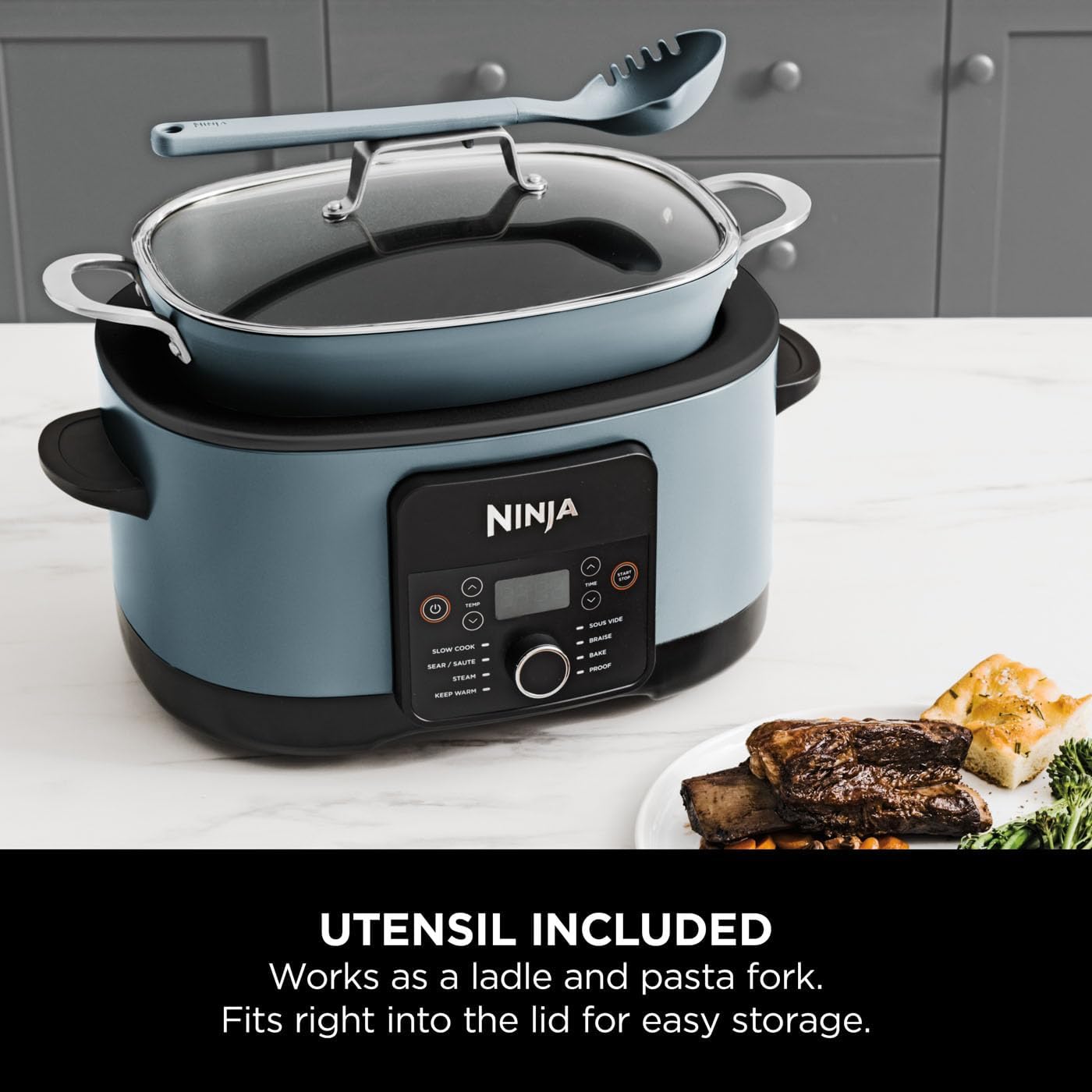 Ninja Foodi PossibleCooker 8 in 1 Slow Cooker MC1001UK 8L Sea Salt Grey