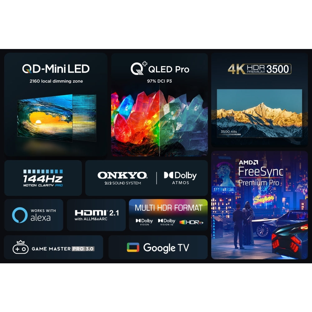 TCL 75C855K 75 Inch C855K 4K UHD HDR QLED Mini LED Smart Google TV 2024