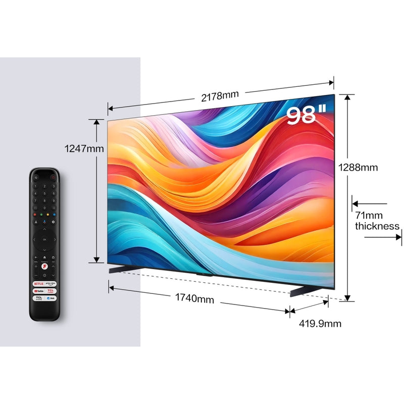 TCL 98C655K 98 Inch C655K 4K QLED UHD HDR Smart Google TV 2024