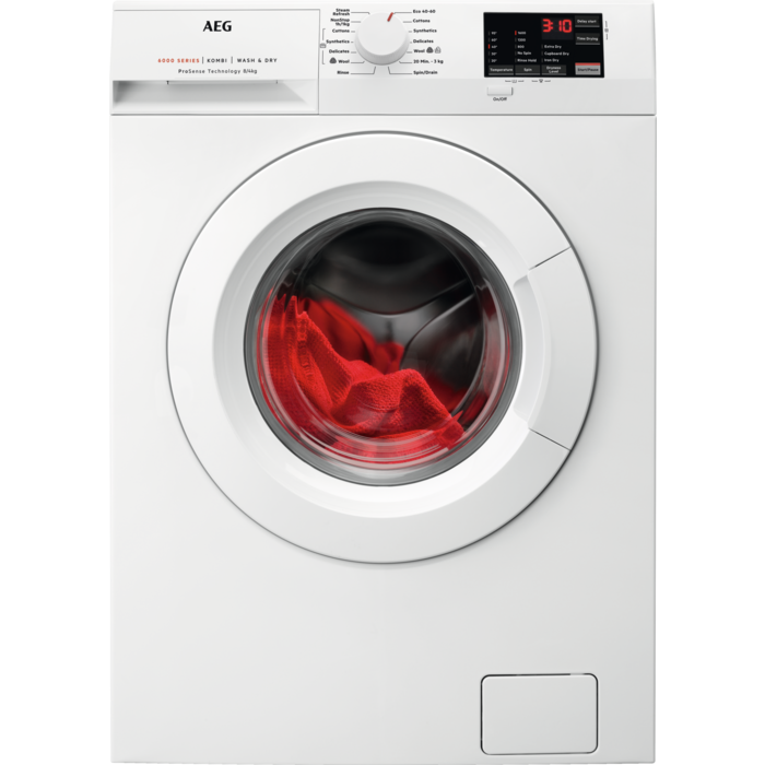 AEG L6WEJ841N 8+4kg 1600 Spin Freestanding Washer Dryer White