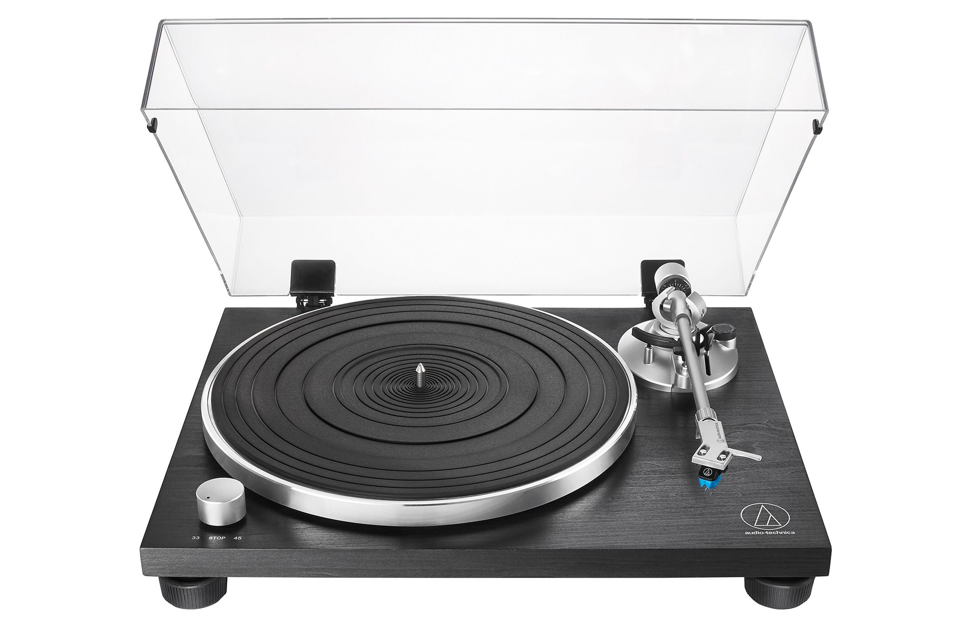 Audio Technica AT-LPW30BK Fully Manual Belt Drive Wood Base Turntable Black