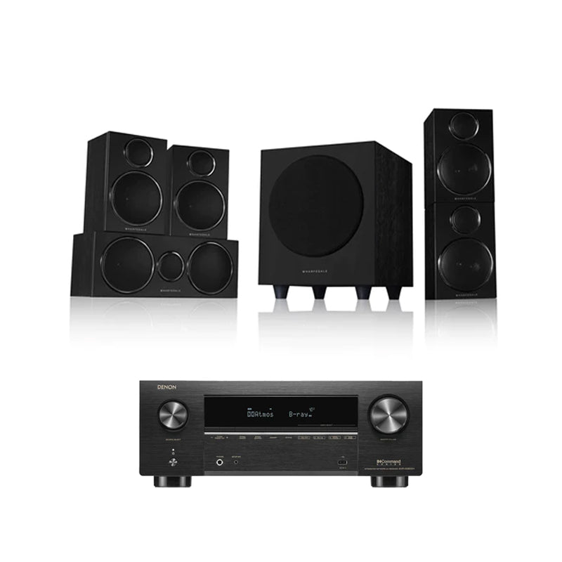 DENON AVCX3800H 8K AV Receiver With Wharfedale DX3 HCP 5.1 Speaker Package Black