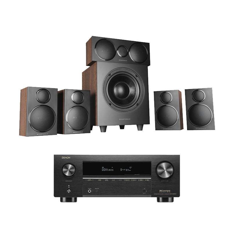 DENON AVCX3800H 8K AV Receiver With Wharfedale DX3 HCP 5.1 Speaker Package Walnut