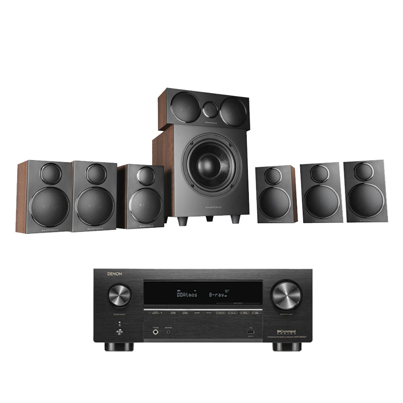 DENON AVCX3800H 8K AV Receiver With Wharfedale DX3 HCP 7.1 Speaker Package Walnut