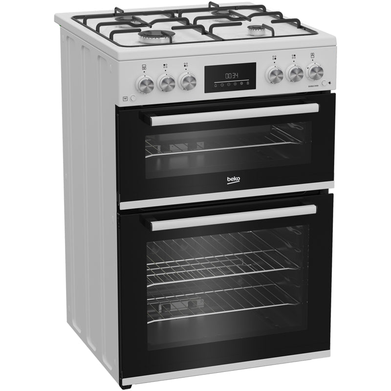 Beko EDG6231W 60cm Twin Cavity Gas Cooker with Enamel Hob White