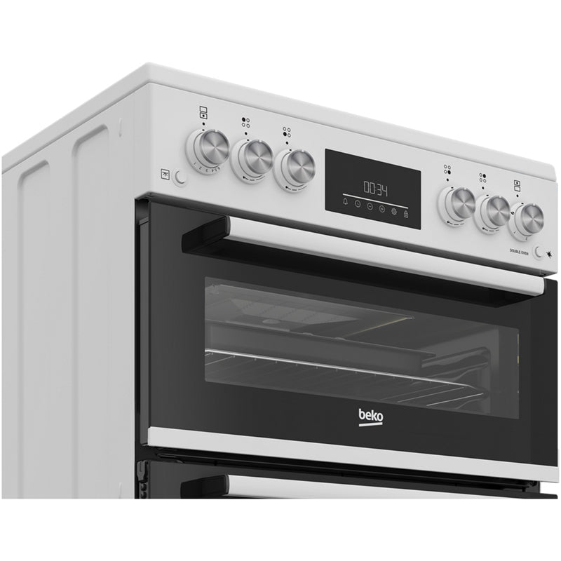 Beko EDG6231W 60cm Twin Cavity Gas Cooker with Enamel Hob White