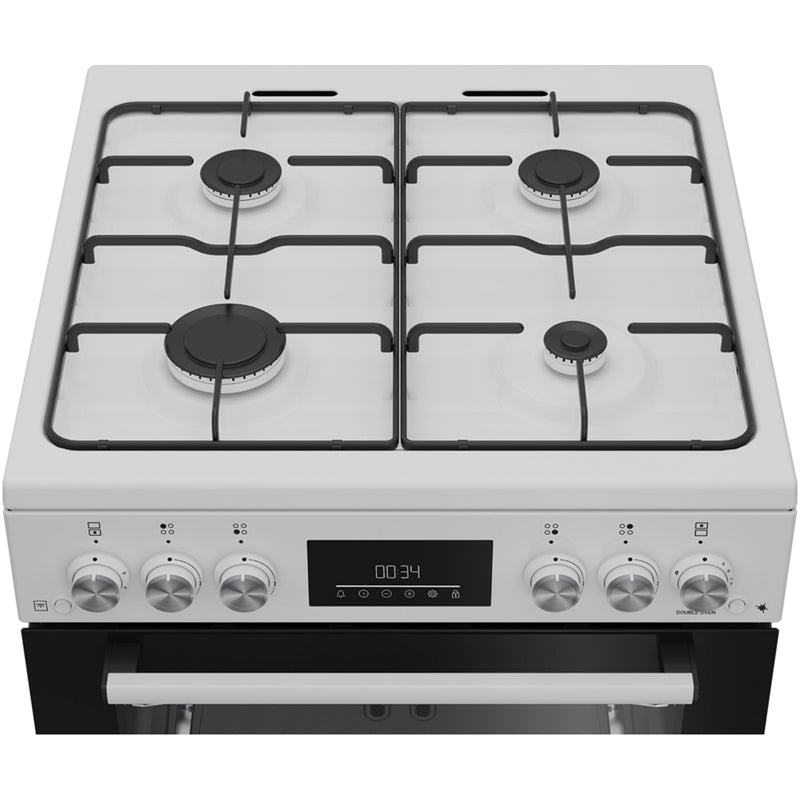 Beko EDG6231W 60cm Twin Cavity Gas Cooker with Enamel Hob White