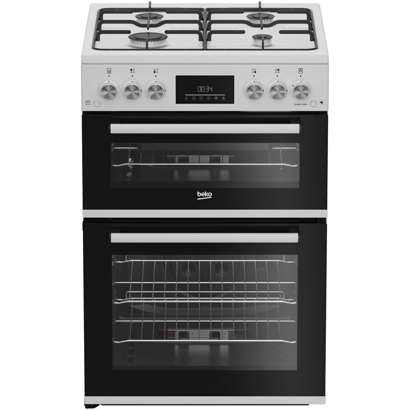 Beko EDG6231W 60cm Twin Cavity Gas Cooker with Enamel Hob White