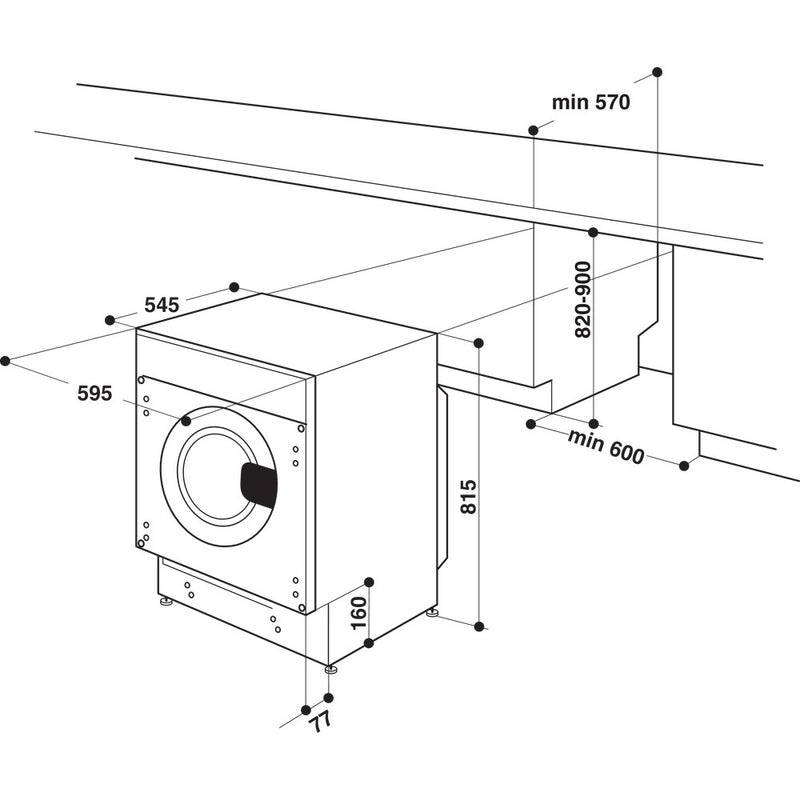 Hotpoint BIWDHG861485 Integrated Washer Dryer With 1400 Spin White