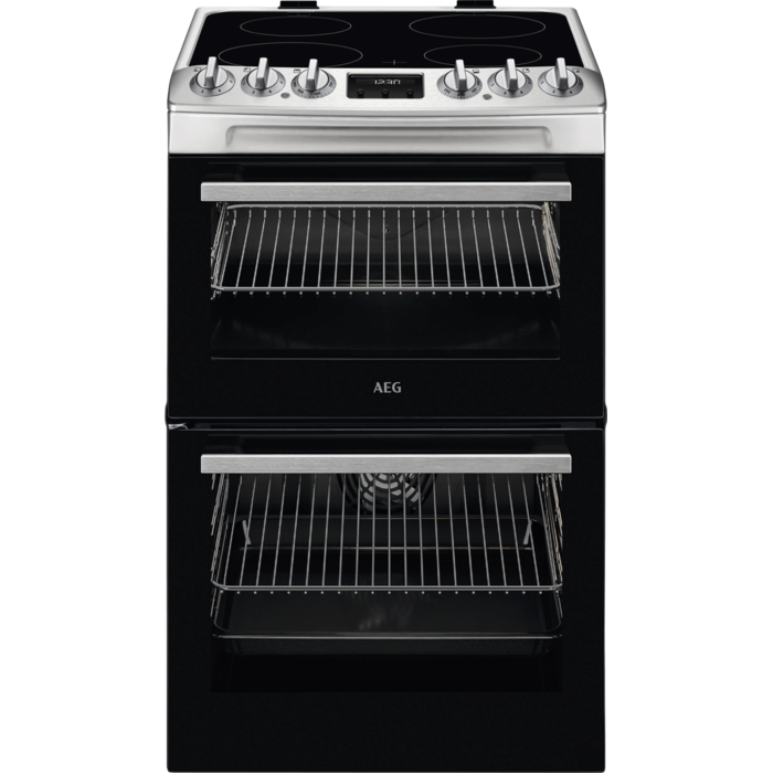 AEG CCX1530ACM Freestanding Electric Cooker Double Oven with Ceramic Hob Stainless Steel