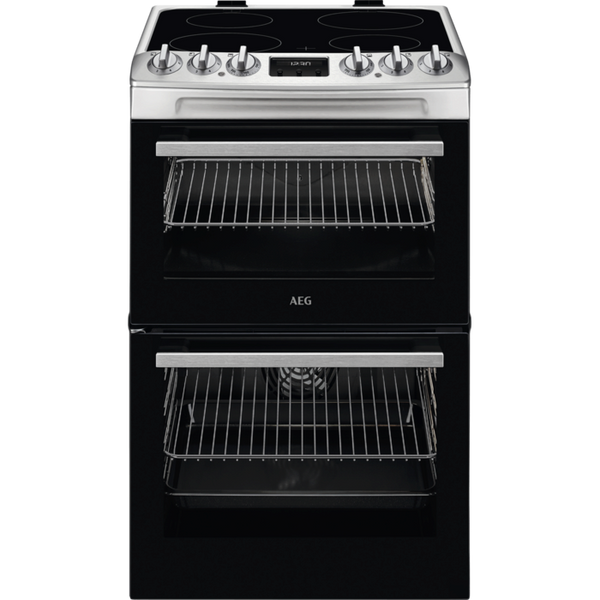 AEG CCX1530ACM Freestanding Electric Cooker Double Oven with Ceramic Hob Stainless Steel