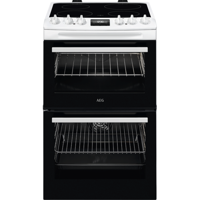 AEG CCX1530ACW Freestanding Electric Cooker Double Oven with Ceramic Hob White