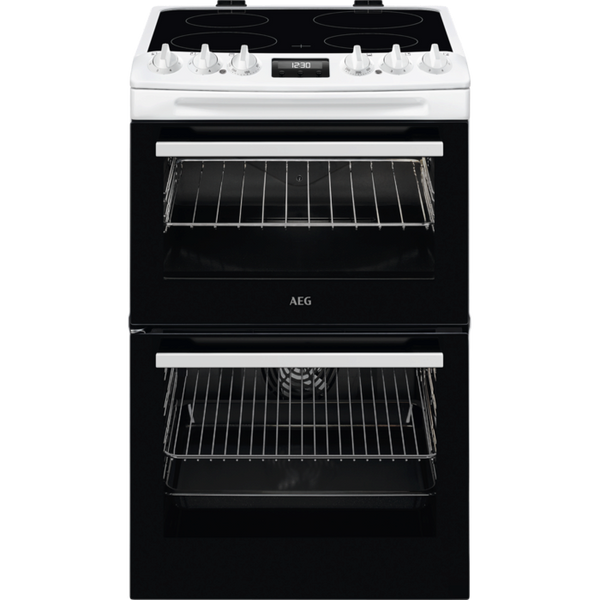 AEG CCX1530ACW Freestanding Electric Cooker Double Oven with Ceramic Hob White