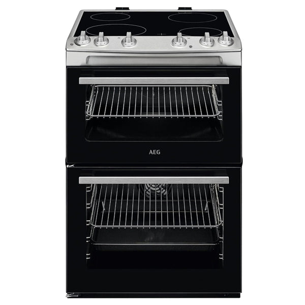 AEG CCX6501ACM Freestanding Electric Cooker Double Oven with Ceramic Hob Stainless Steel