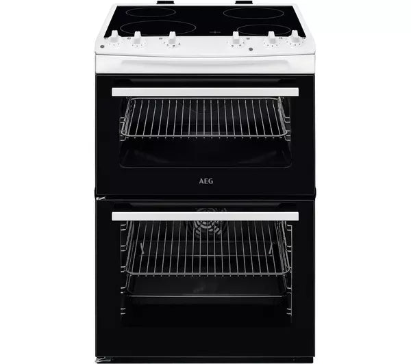 AEG CCX6501ACW Freestanding Electric Cooker Double Oven with Ceramic Hob White