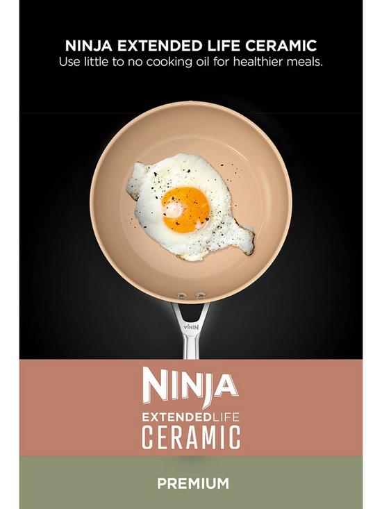 Ninja Extended Life Ceramic 3-Piece Saucepan Set CW93000UK Apricot and Grey