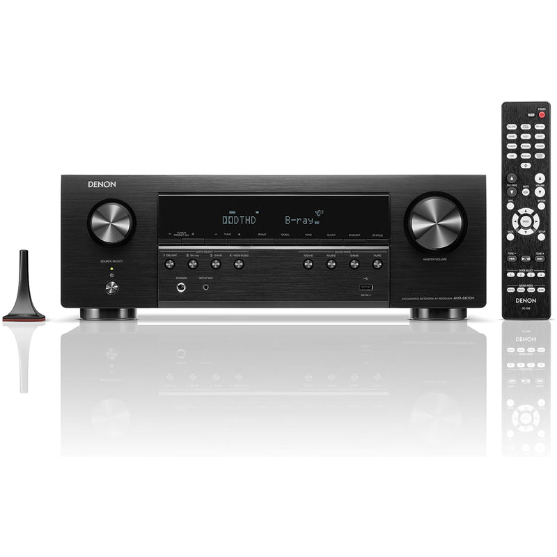 Denon AVRS670H 5.2 Ch 8K AV Receiver with Bowers and Wilkins 606 and 607 S3 5.1 Surround Sound Speaker Package White