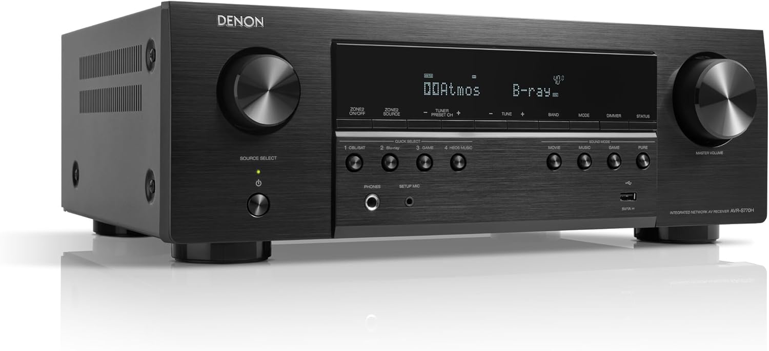 DENON AVRS770H 7.2 Ch 75W 8K AV Receiver With HEOS Built In Black