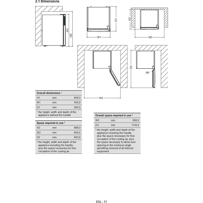 Hotpoint H55RM1120W Freestanding Under Counter Fridge White