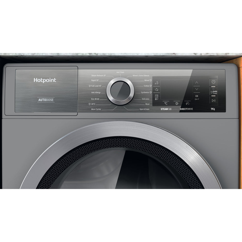 Hotpoint H899ADSGPOWERUK 9Kg 1400 Spin Autodose Freestanding Washing Machine Silver