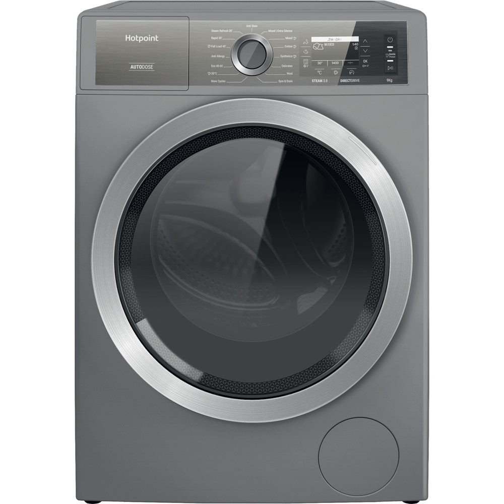 Hotpoint H899ADSGPOWERUK 9Kg 1400 Spin Autodose Freestanding Washing Machine Silver