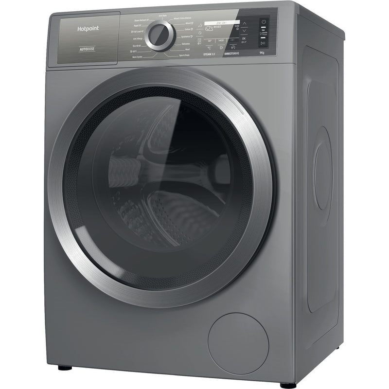 Hotpoint H899ADSGPOWERUK 9Kg 1400 Spin Autodose Freestanding Washing Machine Silver