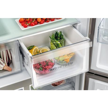 Haier HCR59F19ENMM Cube 90 Series 5 American Fridge Freezer Platinum Inox