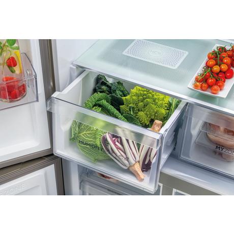 Haier HCR59F19ENMM Cube 90 Series 5 American Fridge Freezer Platinum Inox