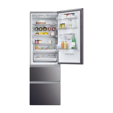 Haier HTW5618EWMP Frost Free Fridge Freezer Dark Inox