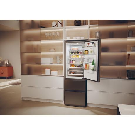 Haier HTW5618EWMP Frost Free Fridge Freezer Dark Inox