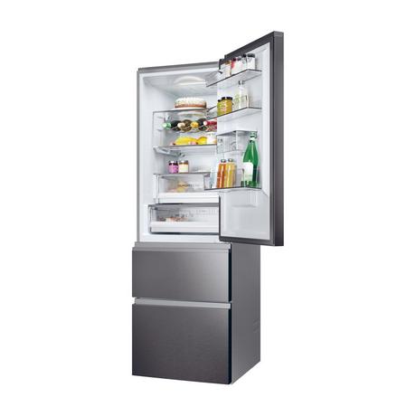 Haier HTW5618EWMP Frost Free Fridge Freezer Dark Inox