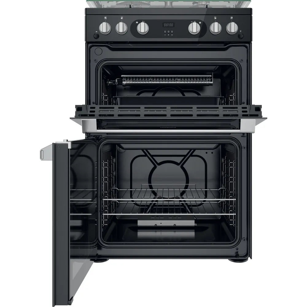 Hotpoint HDM67G0C2CB 60cm Double Gas Cooker Black