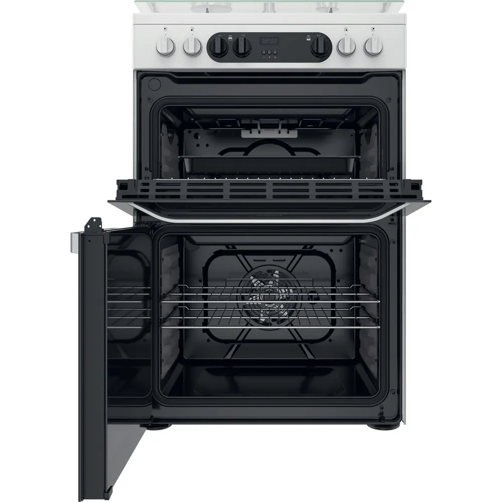 Hotpoint HDM67G9C2CW 60cm Dual Fuel Cooker with Double Oven White