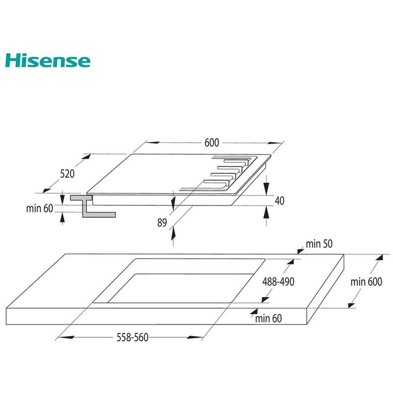 Hisense GM642XHS 60cm Gas Hob Stainless Steel