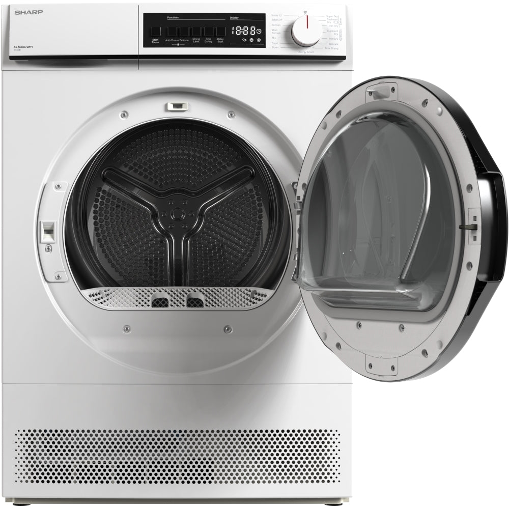 Sharp KDNCB8S7GW91 8kg Condenser Tumble Dryer White