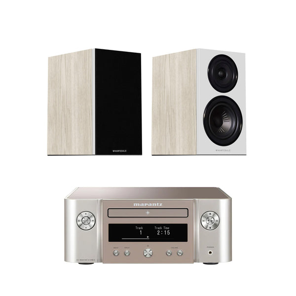 Marantz Melody X MCR612 Hifi Network System Silver with Wharfedale Diamond 12.1 Bookshelf Speakers Light Oak Package