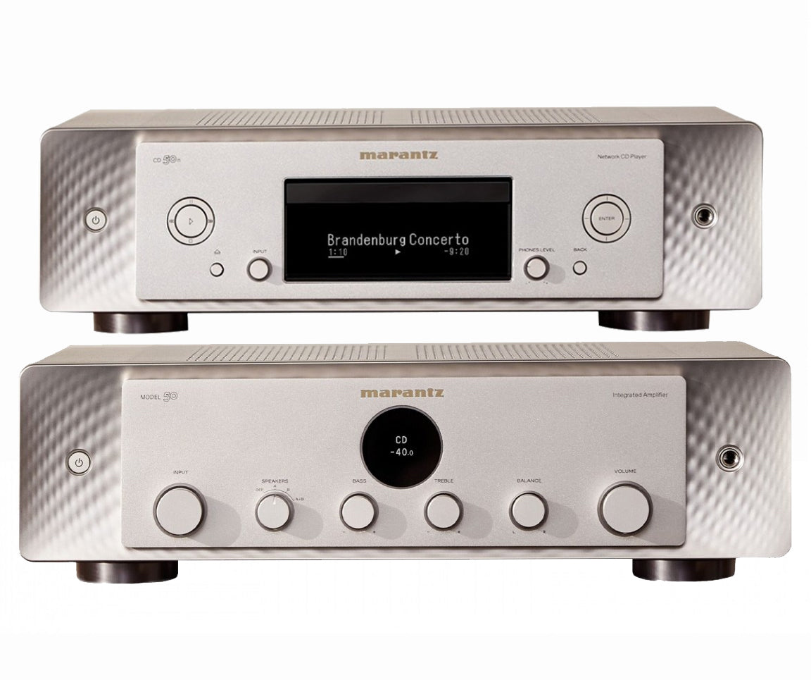 Marantz Model 50 Amplifier & CD 50n CD Player Hi-Fi Package Silver Gold